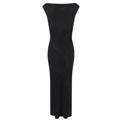 Pre-owned John Galliano F/w 1995  'dolores' Seamless Carnation Black Satin Crepe Gown Fr40