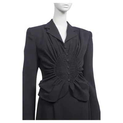 Pre-owned John Galliano F/w 1997 "suzy Sphinx" Collectors Ruched Detail Black Suit