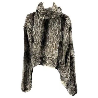 Pre-owned John Galliano F/w 2000  Grey Knit Fur Oversized Asymmetric Tunic Sweater Top In Gray