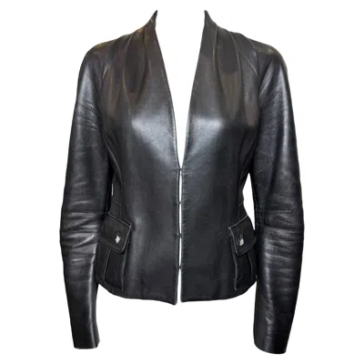 Pre-owned John Galliano F/w 2004 Black Leather Blazer With Crystal Details