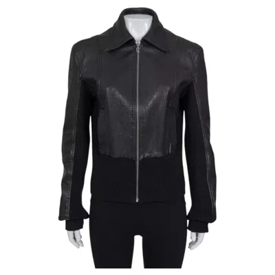 Pre-owned John Galliano Galliano Black Embroidered Leather Jacket Eu34/xs