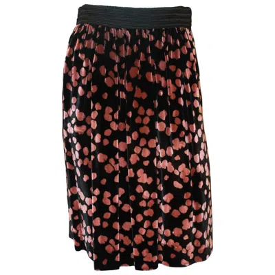 Pre-owned John Galliano Galliano Vintage Black Velvet Skirt W/ Pink Spots - S - 1990's