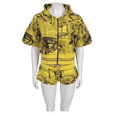 Pre-owned John Galliano Galliano Vintage Yellow Printed Jacket & Shorts Suit Set Size S