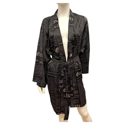 Pre-owned John Galliano Iconic  � Gazette � Newspaper Print Kimono Robe With Original Box In Black