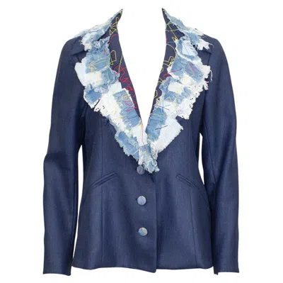 Pre-owned John Galliano Late 1980s  Denim Patchwork Blazer In Purple