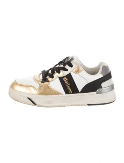 Pre-owned John Galliano Leather Colorblock Pattern Athletic Sneakers In Multicolor