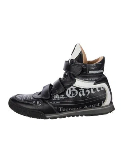 Pre-owned John Galliano Leather Graphic Print Sneakers In Blue