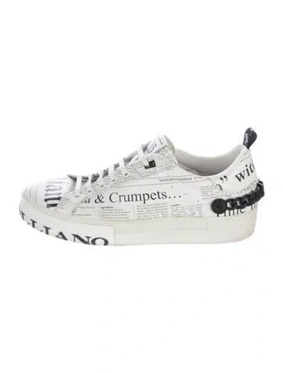 Pre-owned John Galliano Leather Graphic Print Sneakers In White