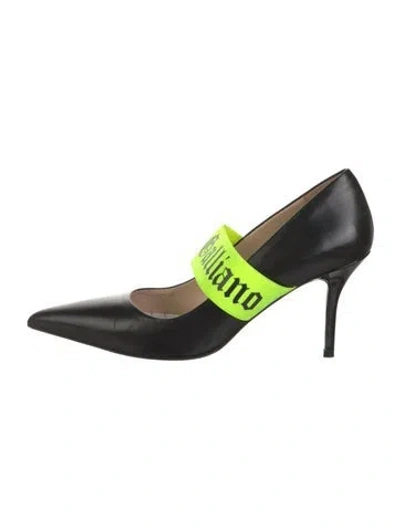 Pre-owned John Galliano Leather Printed Pumps In Black