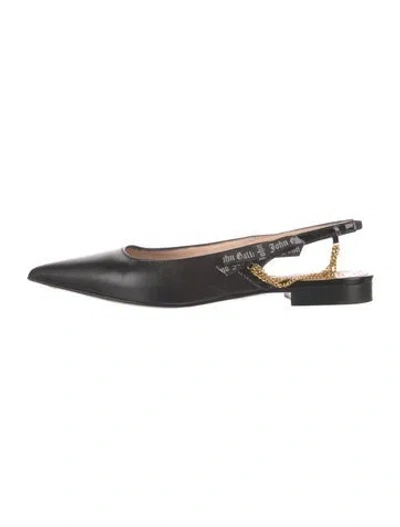 Pre-owned John Galliano Leather Slingback Flats In Black