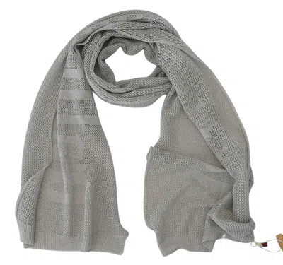 John Galliano Logo Knitted Neck Wrap Shawl Foulard Women's Scarf In Gray