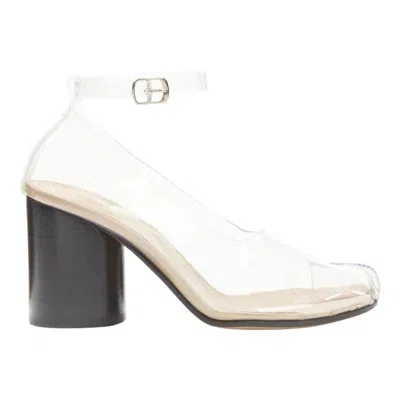Pre-owned John Galliano Maison Margiela Tabi Pvc Transparent Clear Ankle Strap Cone Heel Pump Eu36 In White