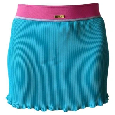 Pre-owned John Galliano Mare 2004 Archival Color-block Ribbed Mini Skirt In Blue