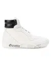 John Galliano Men's Leather High Top Sneakers In White Black