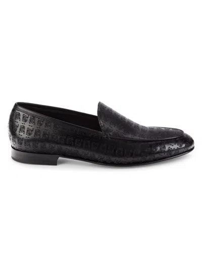 John Galliano Men's Textured Leather Loafers In Black