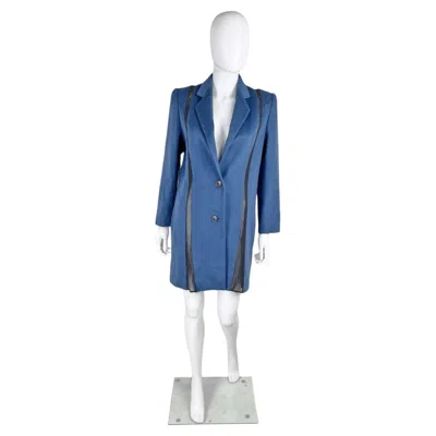 Pre-owned John Galliano Paris Mid 1990's Blue Wool & Organza Coat