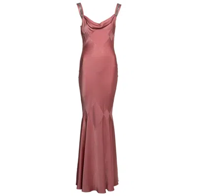 Pre-owned John Galliano Pink Bias-cut Satin Evening Dress With Rhinestone Straps, Ss 2002