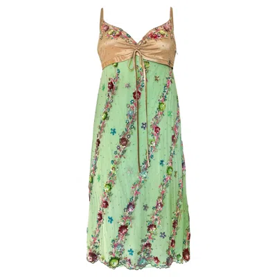 Pre-owned John Galliano Pistachio Green Embroidered Silk Dress, S/s 2005