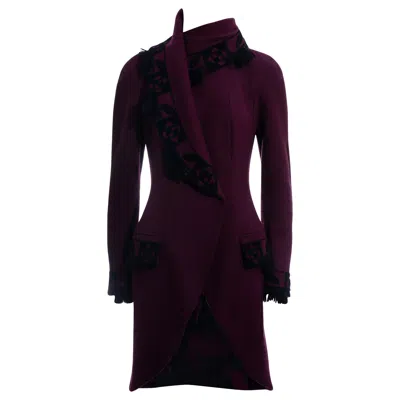 Pre-owned John Galliano Plum Wool Coat With Tassel Trim, Fw 1998 In Black