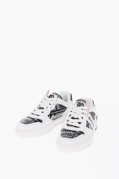 John Galliano Printed Faux Leather Low Top Sneakers In Multi