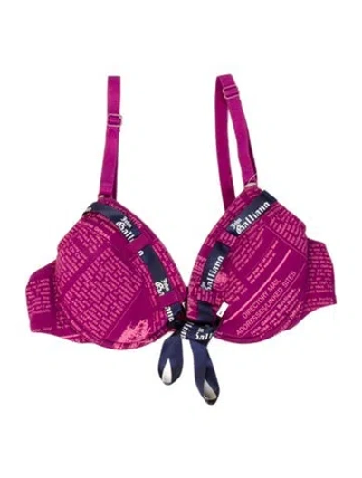 Pre-owned John Galliano Printed V-neck Crop Top In Pink