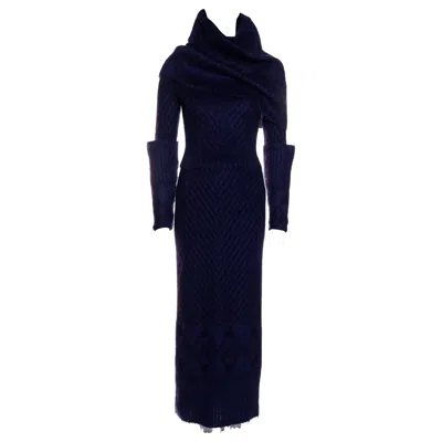 Pre-owned John Galliano Purple And Black Herringbone Mohair Sweater And Skirt Set, Fw 1999