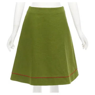 Pre-owned John Galliano Rare Christian Dior  1999 Communist Green Pique Aline Skirt Fr40 L