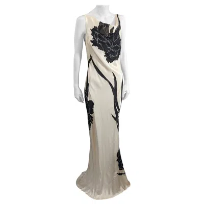 Pre-owned John Galliano Rare Dolores Intarsia Carnation Bias Evening Dress In Gray