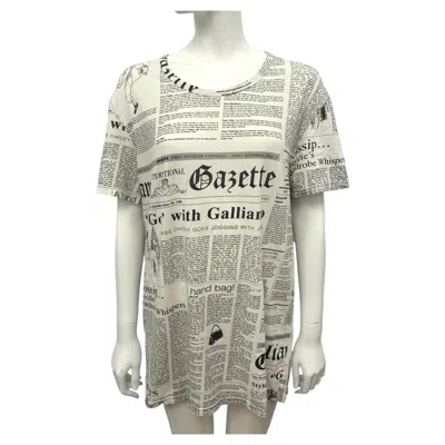 Pre-owned John Galliano Rare Vintage  "gazette" Newspaper Print Oversized Men's T-shirt In Gray