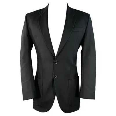 Pre-owned John Galliano Size 40 Black Rhinestone Skull Virgin Wool Sport Coat