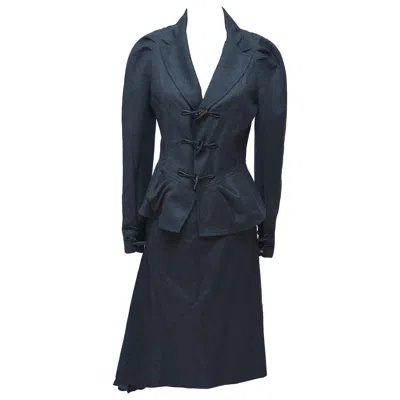 Pre-owned John Galliano Skirt Suit Sz 6us In Black