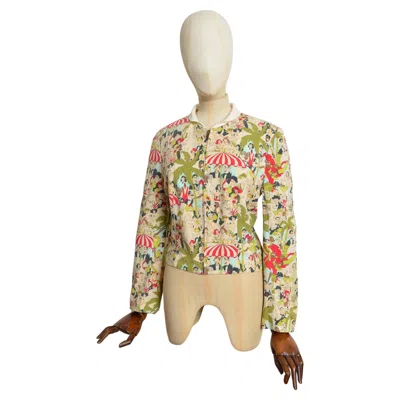 Pre-owned John Galliano Spring / Summer 2001  Sketch Cartoon Print Bomber Jacket In Sand