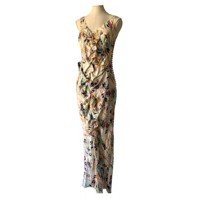 Pre-owned John Galliano Spring Summer 2003 Ivory Botanical Print Silk Gown In White