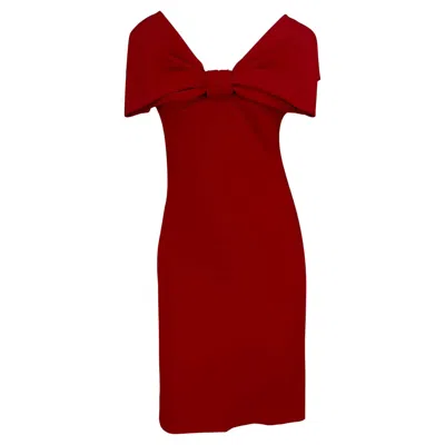 Pre-owned John Galliano S/s 1997 Givenchy By  Oversized Bow Plunging Red Dress F42
