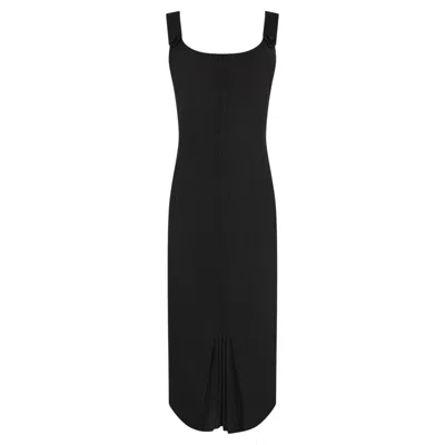 Pre-owned John Galliano S/s 1999  Black Stretch Pleated Sleeveless Pencil Dress