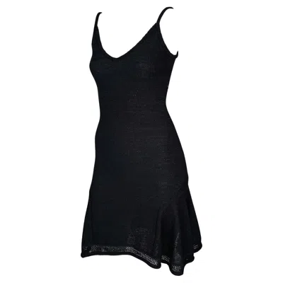 Pre-owned John Galliano S/s 1999  Stretch Knit Sheer Flare Black Sweater Dress Small