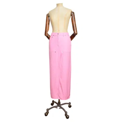 Pre-owned John Galliano S/s 2000  Rosey Light Pink Vintage Long Linen Slit Maxi Skirt