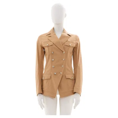 Pre-owned John Galliano S/s 2005 Double Breasted Napoleon Beige Jacket In Brown