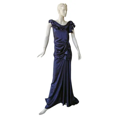 Pre-owned John Galliano Stunning Nina Ricci Runway Vintage Grecian Inspired Bias Cut Silk Dress Gown In Black
