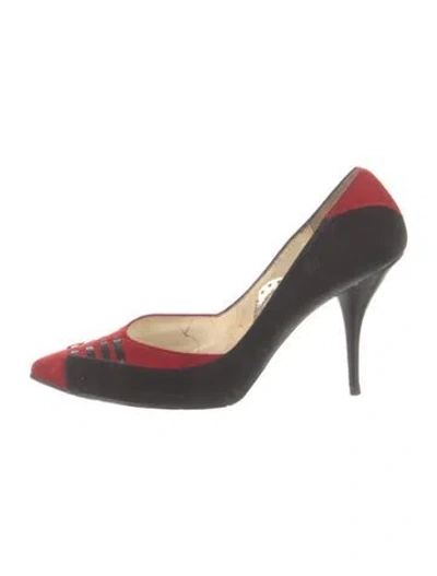 Pre-owned John Galliano Suede Colorblock Pattern Pumps In Red