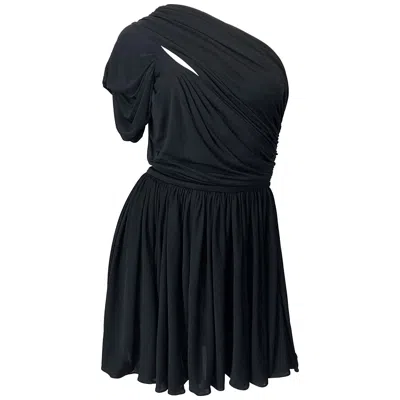Pre-owned John Galliano Sz 42 6 / 8 2000s Black One Shoulder Grecian Vintage Mini Dress