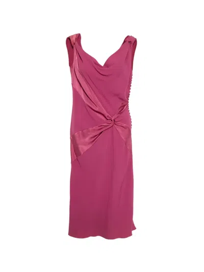 Pre-owned John Galliano Twist-detail Off-shoulder Dress In Pink