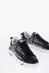 John Galliano Two-tone Faux Leather Low-top Sneakers With All-over Letteri In Multi