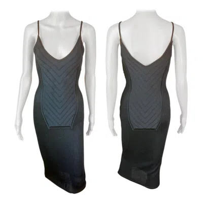 Pre-owned John Galliano Vintage 1990's Semi-sheer Bondage Knit Mesh Bodycon Black Dress
