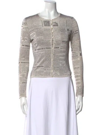 Pre-owned John Galliano Vintage 2001 Newspaper Print Cardigan Set In Neutrals