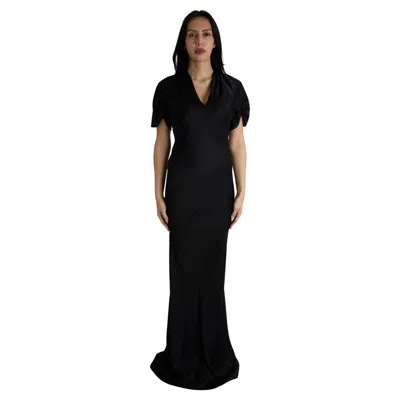 Pre-owned John Galliano Vintage 2007 Galliano Crepe Black Gown