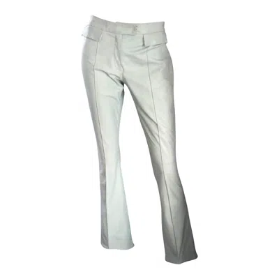 Pre-owned John Galliano Vintage 90s  Size 4 Leather Flare Leg Pants 1990s Light Green Mint