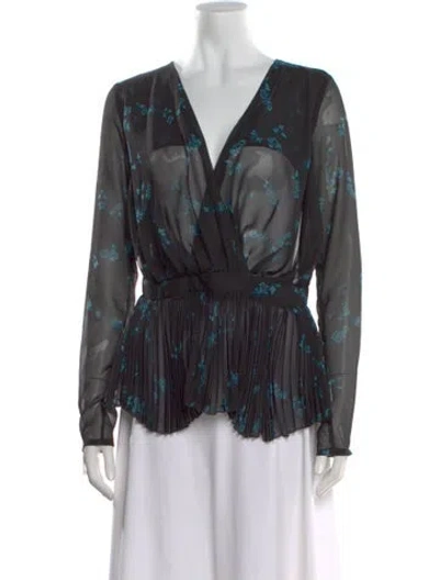 Pre-owned John Galliano Vintage Floral Print Blouse In Black
