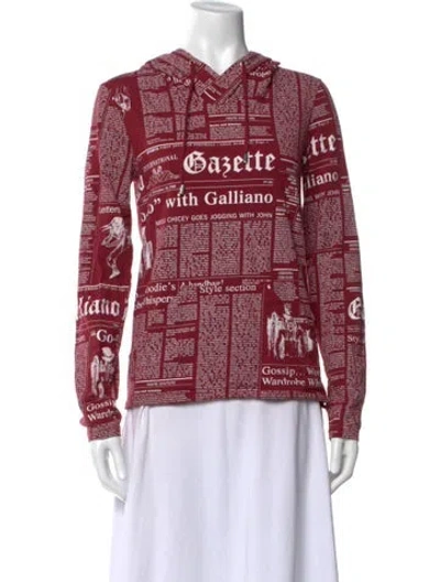 Pre-owned John Galliano Vintage Graphic Print Hoodie In Red