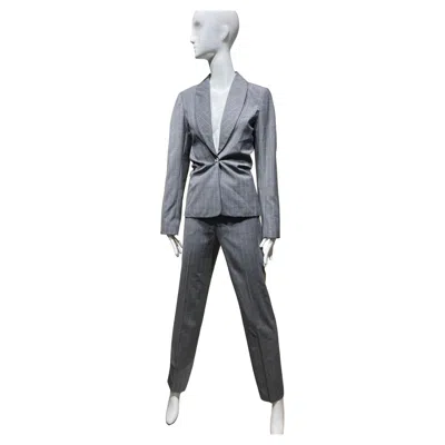 Pre-owned John Galliano Vintage  Women's Grey Wool Pinstripe Suit, 1990s In Gray